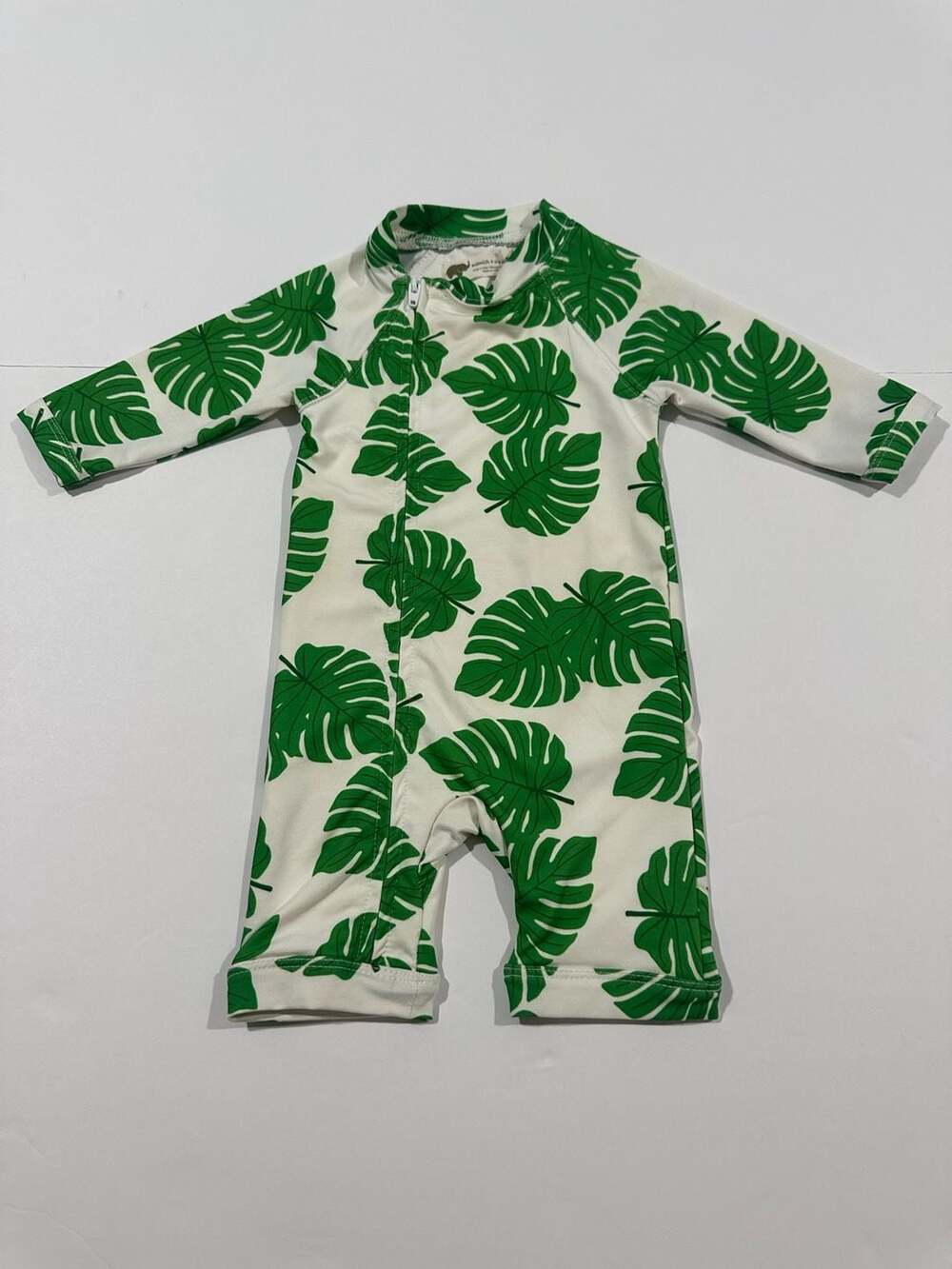 Monica + Andy Baby Long Sleeve Rash Guard Swimsuit in Palm Leaf Print